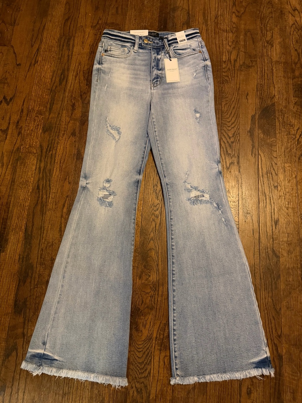 Judy Blue Light Blue Distressed High-Rise Flare Jeans 1/25 NWT